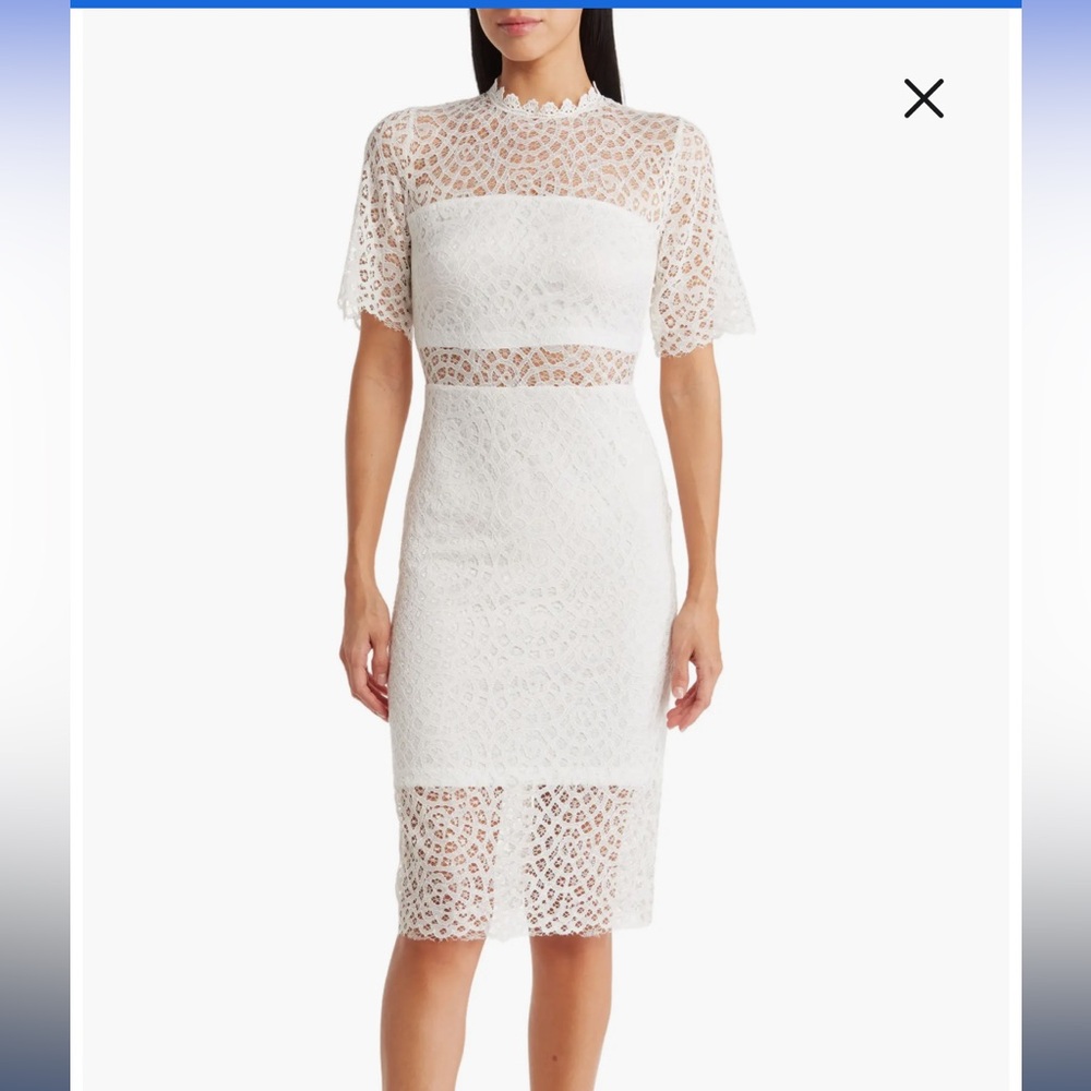 LOVE X DESIGN White Eyelet Knee Length Dress Size L NWT